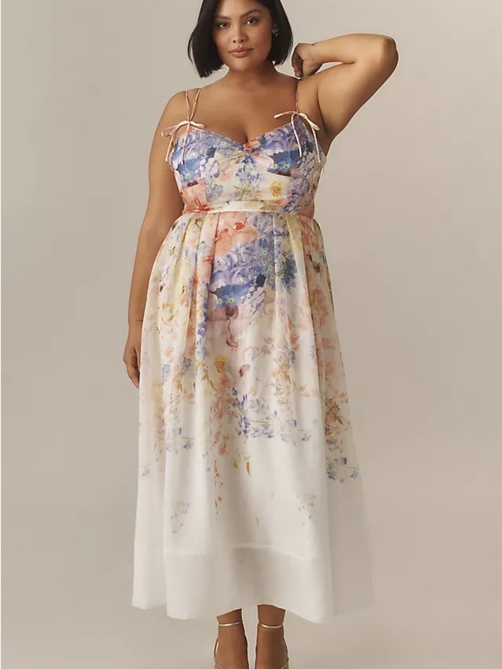 NWT Anthropologie En Saison Pastel Floral Tie-strap Taylorann Midi Dress
